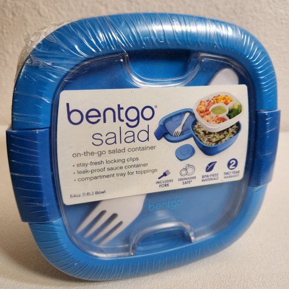 New Bentgo Salad 4 Compartment Bento Style Leak-Resistant Lunch Box Blue BPAFree - Picture 10 of 10